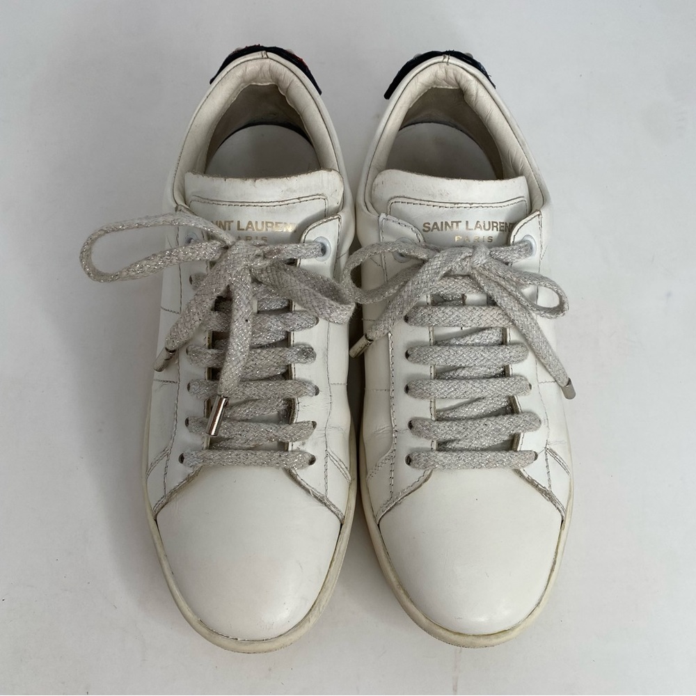 Authentic SAINT LAURENT white leather LIPS CLASSIC COURT Sneakers size 36 - Picture 3 of 12